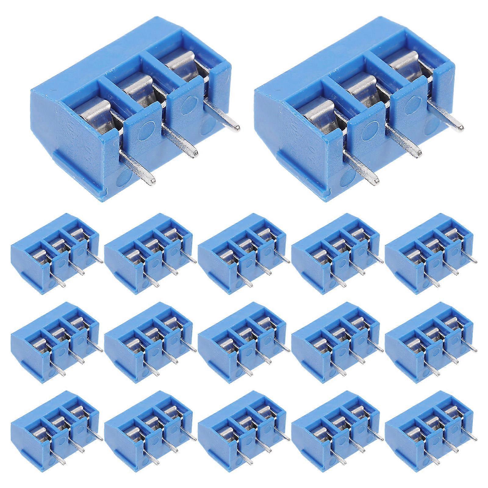 Blue Screw Terminal Block Connector for Secure Connection 20Pcs Pcb Wiring Applications