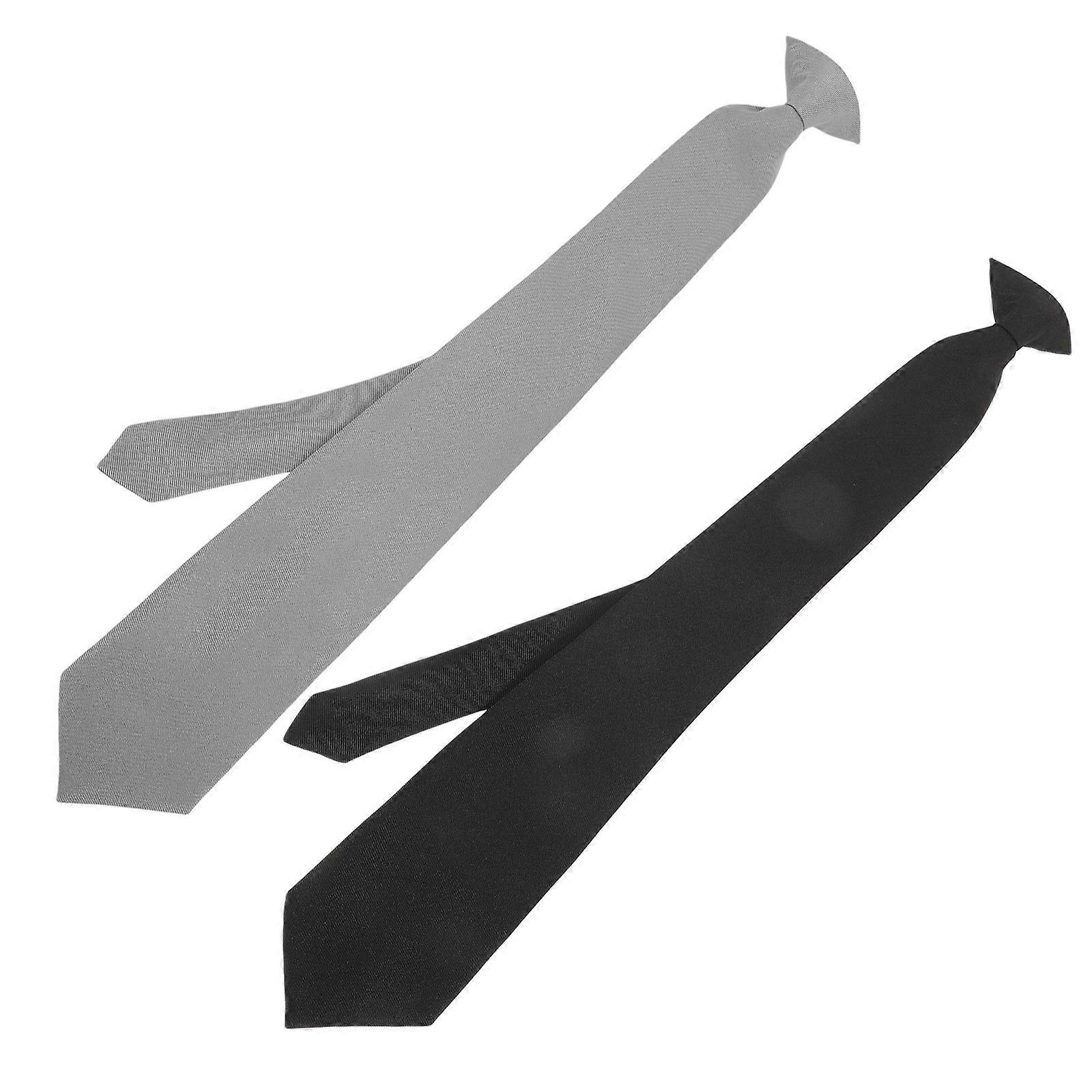 Clip-on Security Neckties for Men Polyester Metal Material 2Pcs