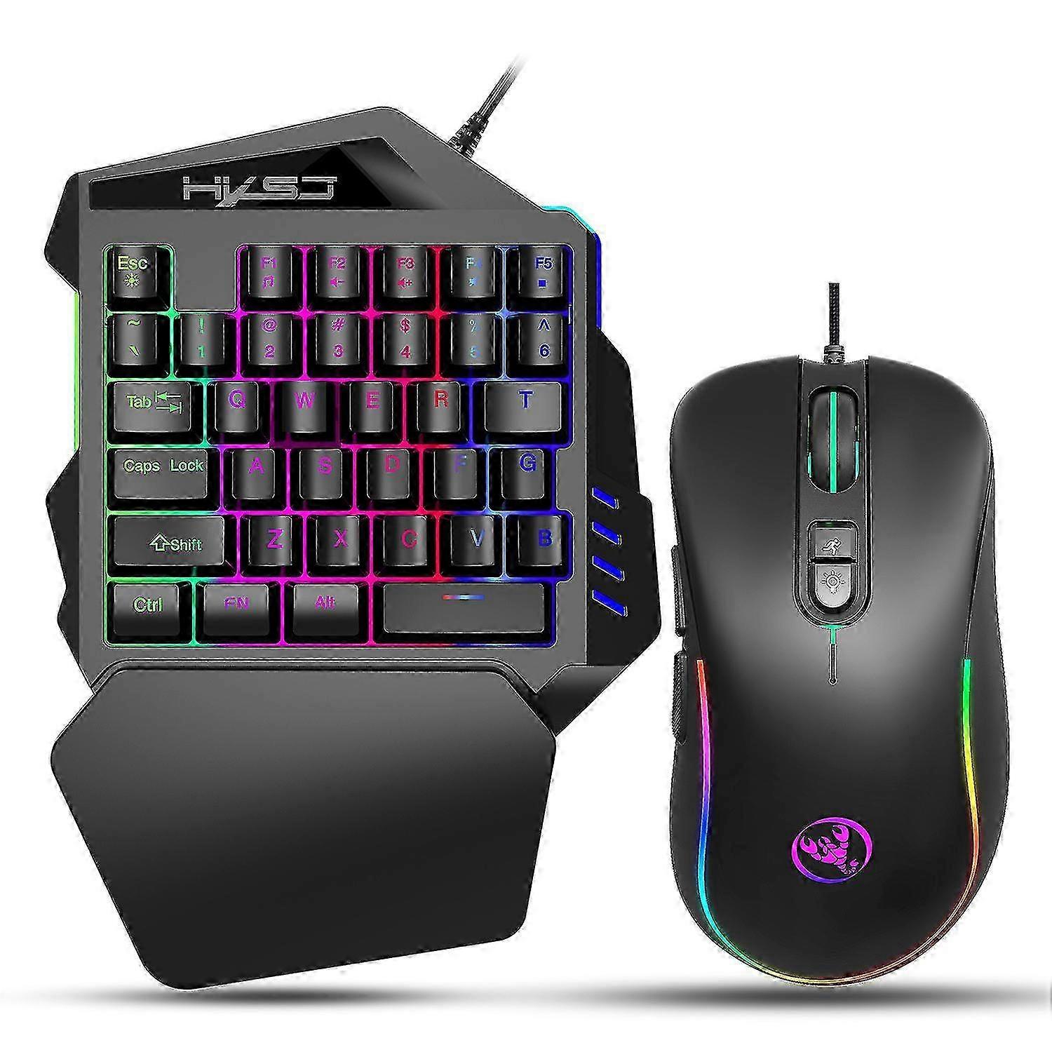 2025 rgb wired one hand gaming keyboard and mouse set