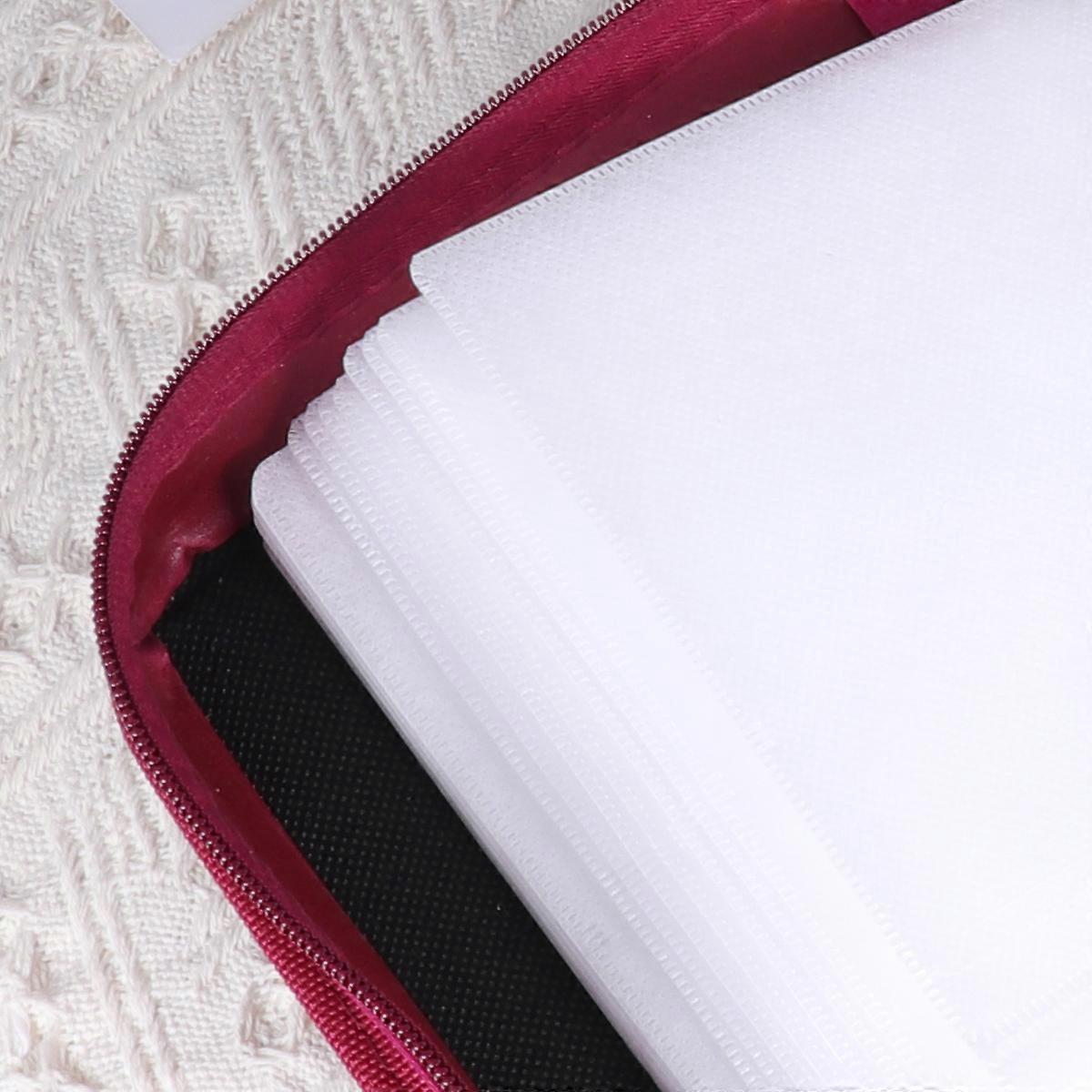 128 Pieces Cd Storage Bag Mercerized Cloth for Red Handheld Cd Organizing