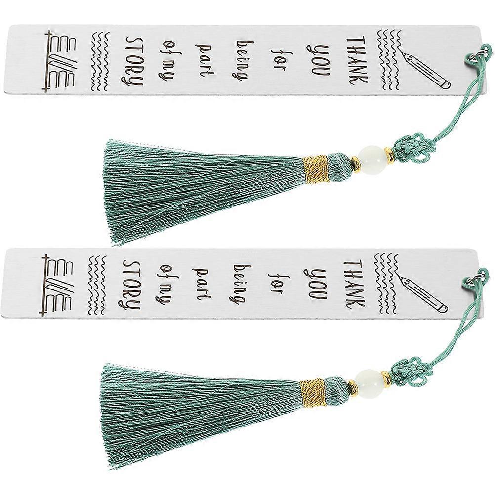 Engraved Bookmark Stainless Steel Book Mark for 2Pcs Silver