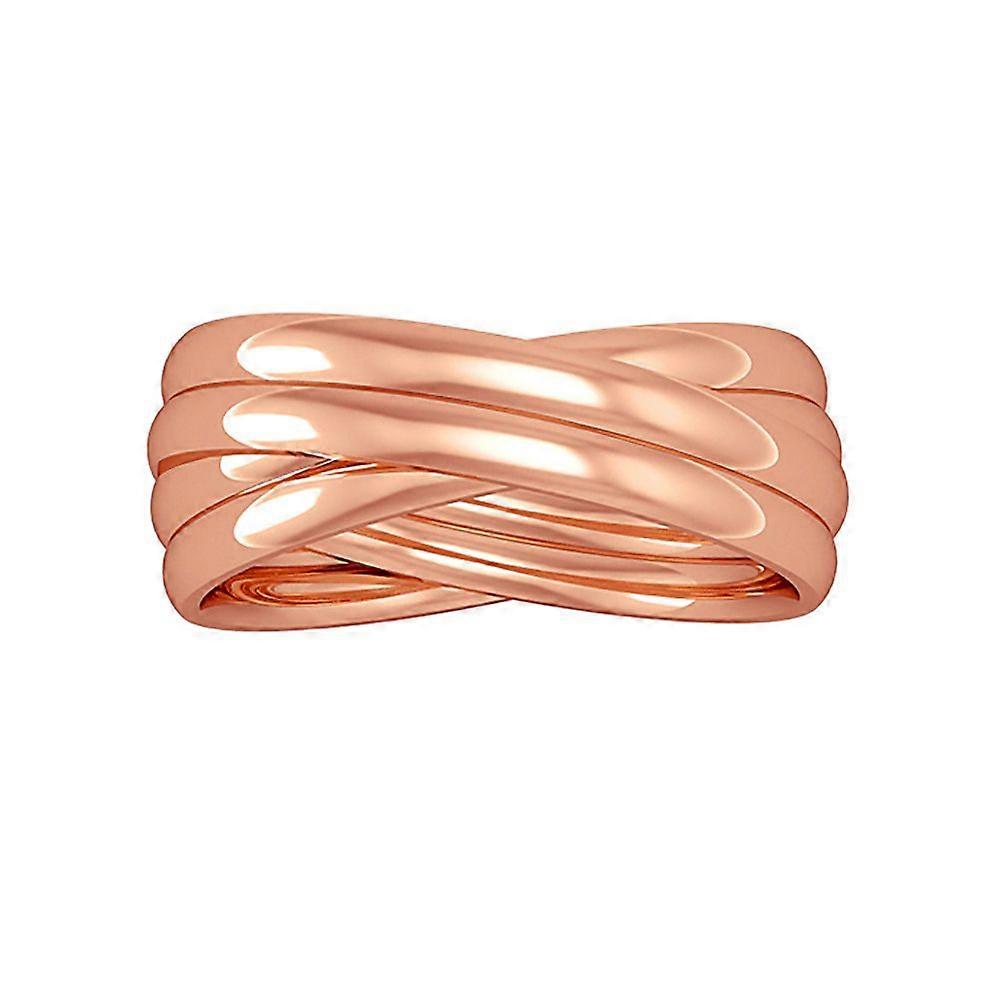 Jewelco London 18K 玫瑰金 4 环宫廷滚动结婚戒指 2 毫米