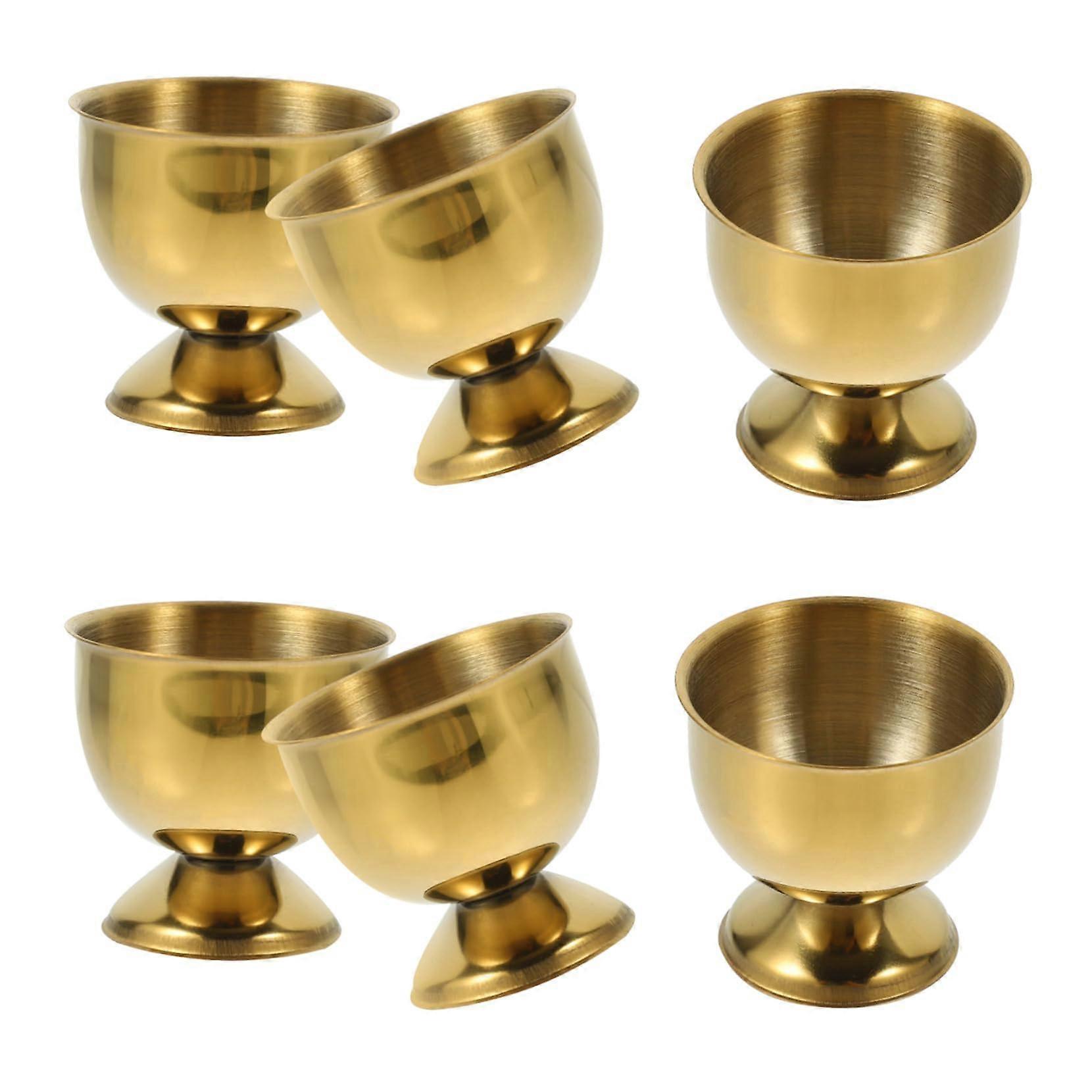 6Pcs Stainless Steel Egg Cups with Flat Base, Durable Easy Clean Holders for Boiled Eggs Breakfast