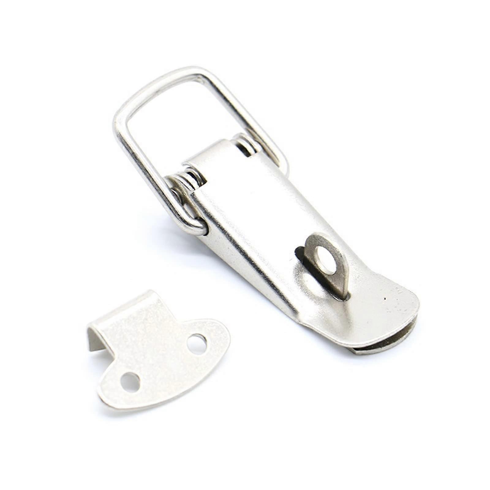 HeavyDuty Sliding Door Lock with Spring Loaded Cabinet Latch Catch, Rust Resistant Silver Finish