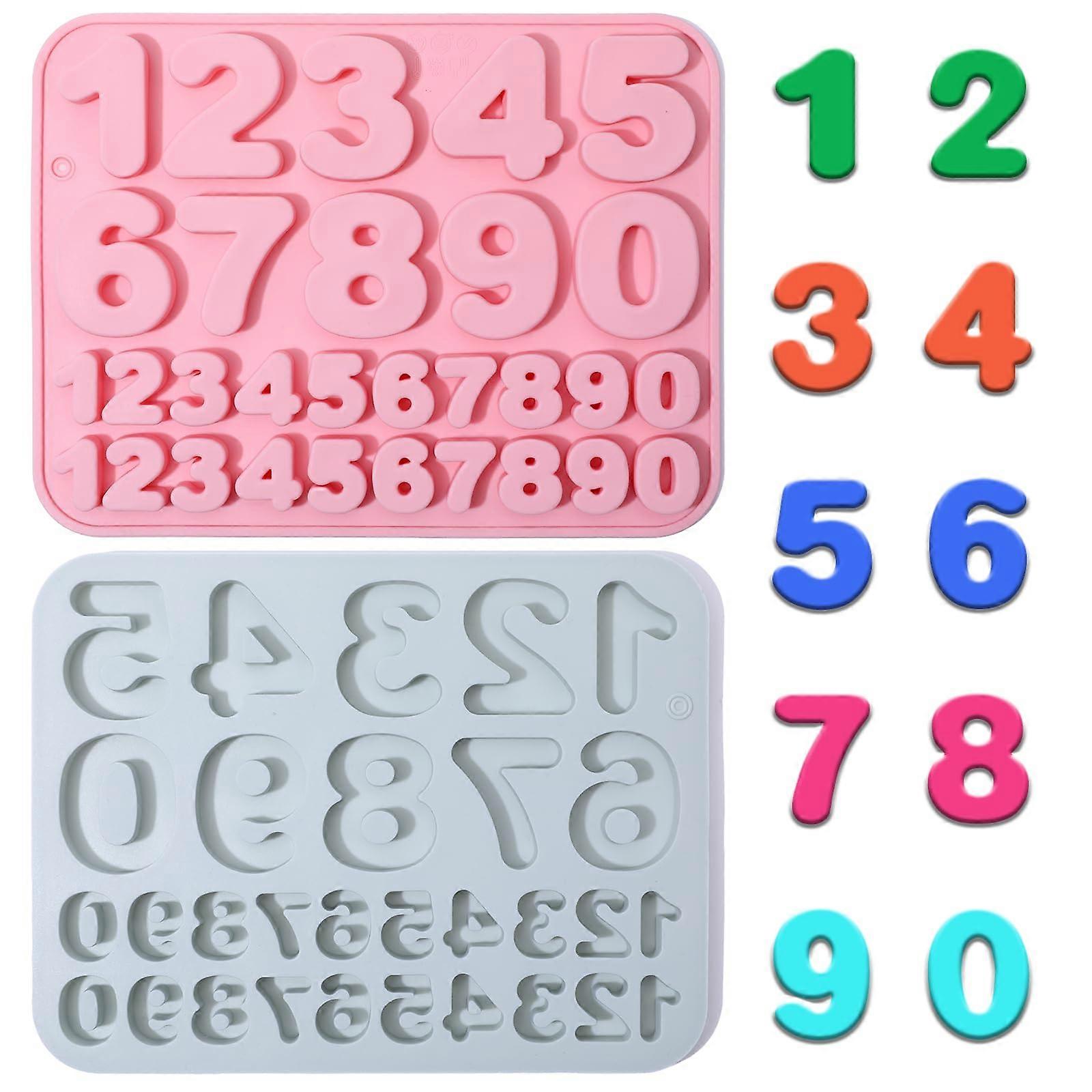 2 Pack Silicone Number Cake Mold Set, Dual Size NonStick for Baking, Candy, Chocolate, Crafts