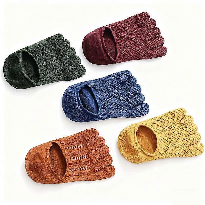 5pcs Women's Solid Color Low-Cut Toe Socks, Casual Daily Breathable Short Socks