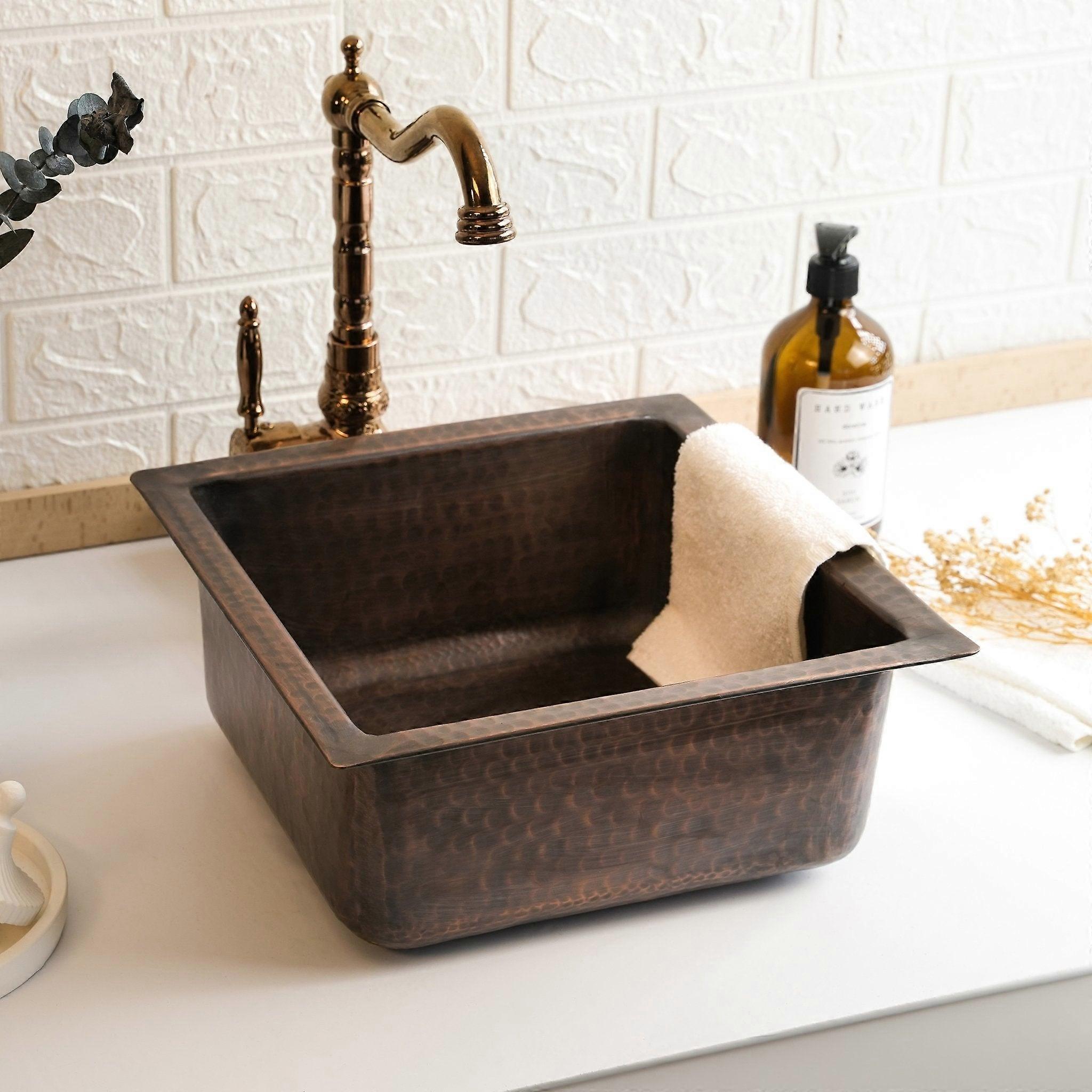 Solid Copper Undermount Kitchen And Bathroom Sink | Handmade Hammered Copper Vessel Sink *drain Cap Included*