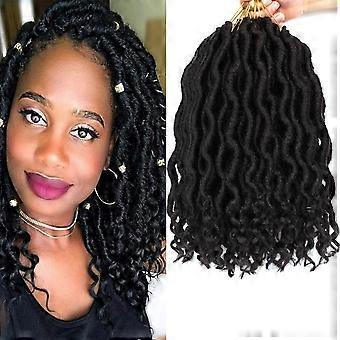 7 Packs 12 Inch Wavy Faux Locs Crochet Hair with Curly Ends Goddess Locs Extensions Black