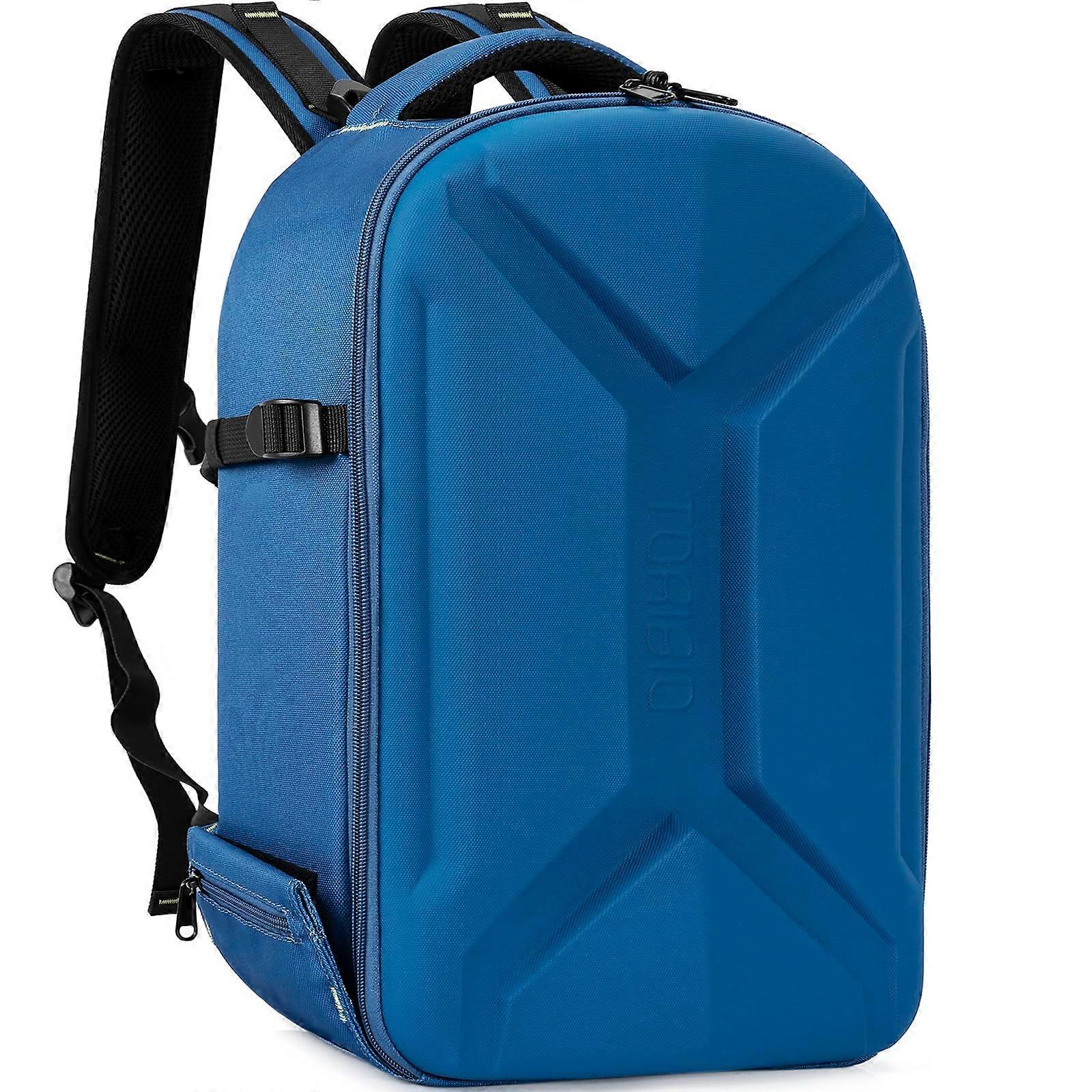 Waterproof Hard Shell Camera Backpack, Large Capacity Shockproof DSLR Bag with Tripod Holder, Navy Blue