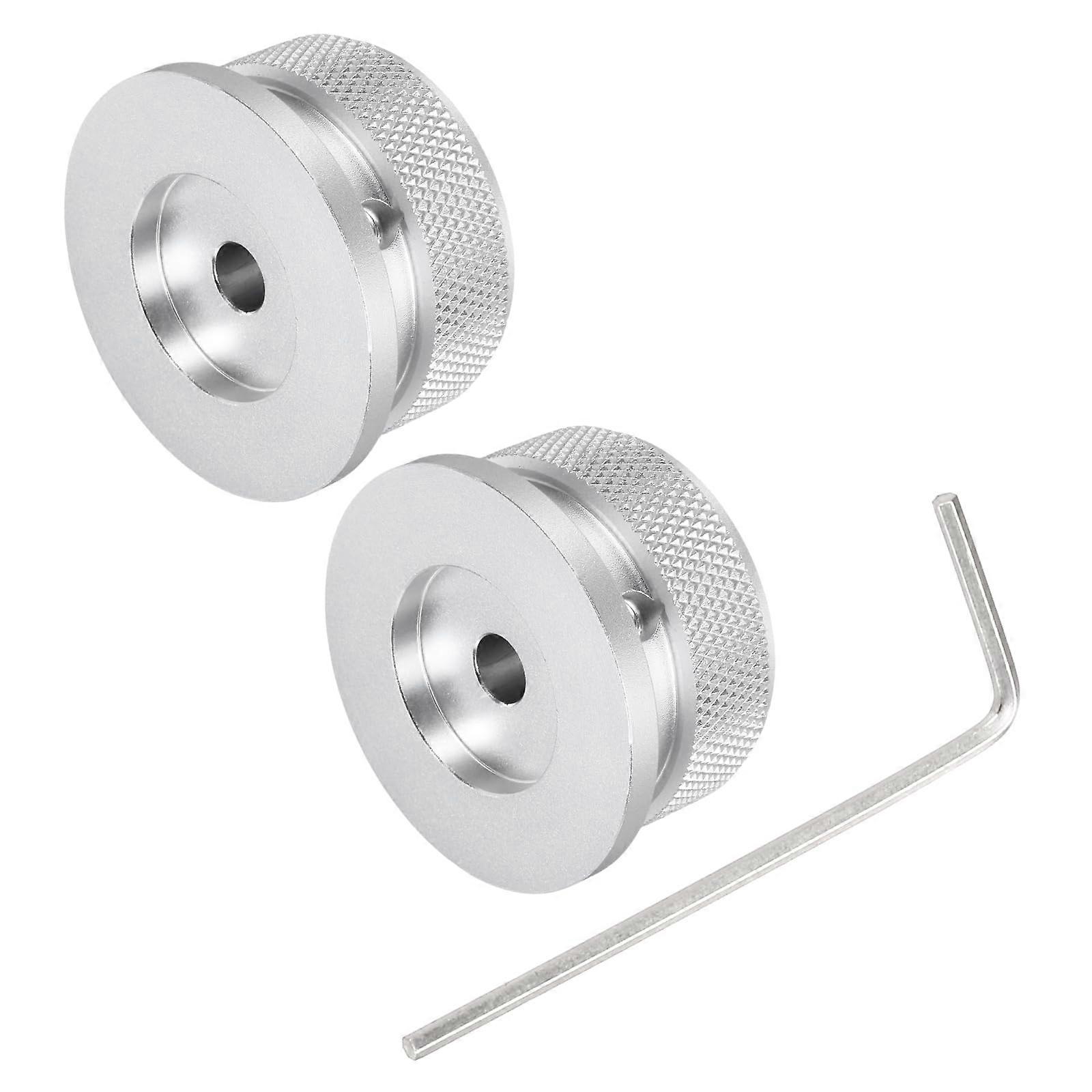 2PCS Aluminum Guitar Knobs 1/4 Inch Silver Potentiometer Control for Bass Volume Tone Adjust