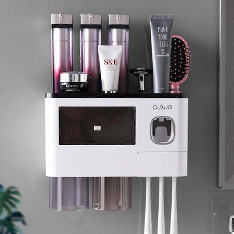 Toothbrush Holder Bathroom Accessories Automatic Toothpaste Squeezer Dispenser Storage Rack Multifunction Dust-proof