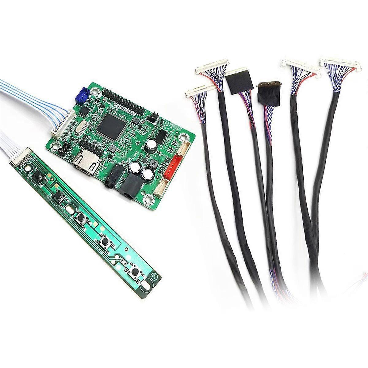 RTD2513 Mini LCD Driver Board to LVDS Controller Jump Cap Program +6pcs Lvds Cable Kit 30P 40P 1/2C