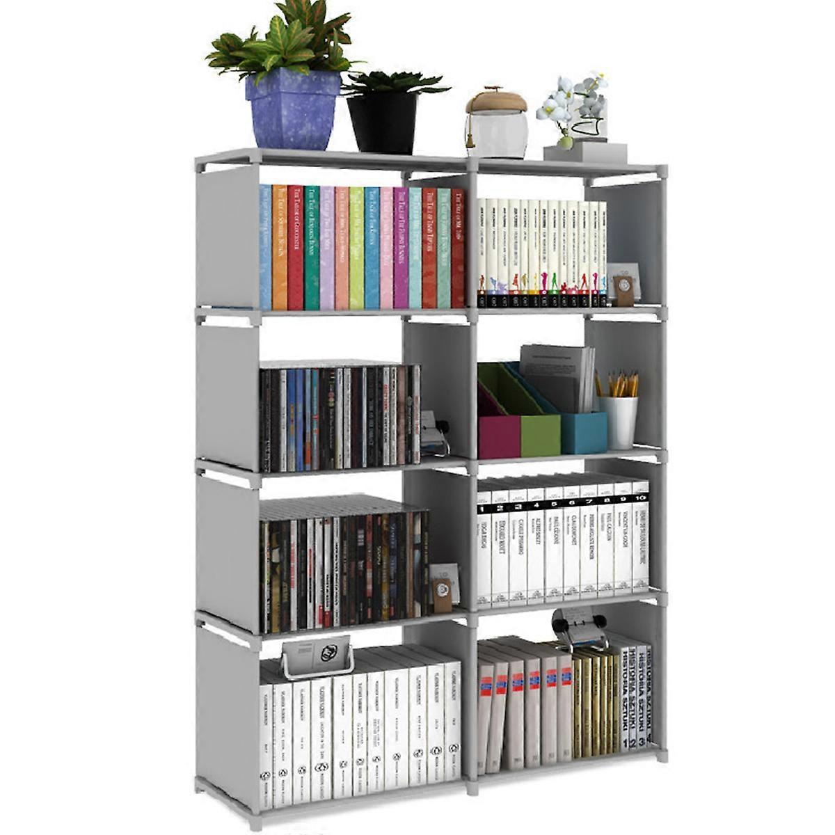 Double Row Bookshelf Storage Rack for Library Grey