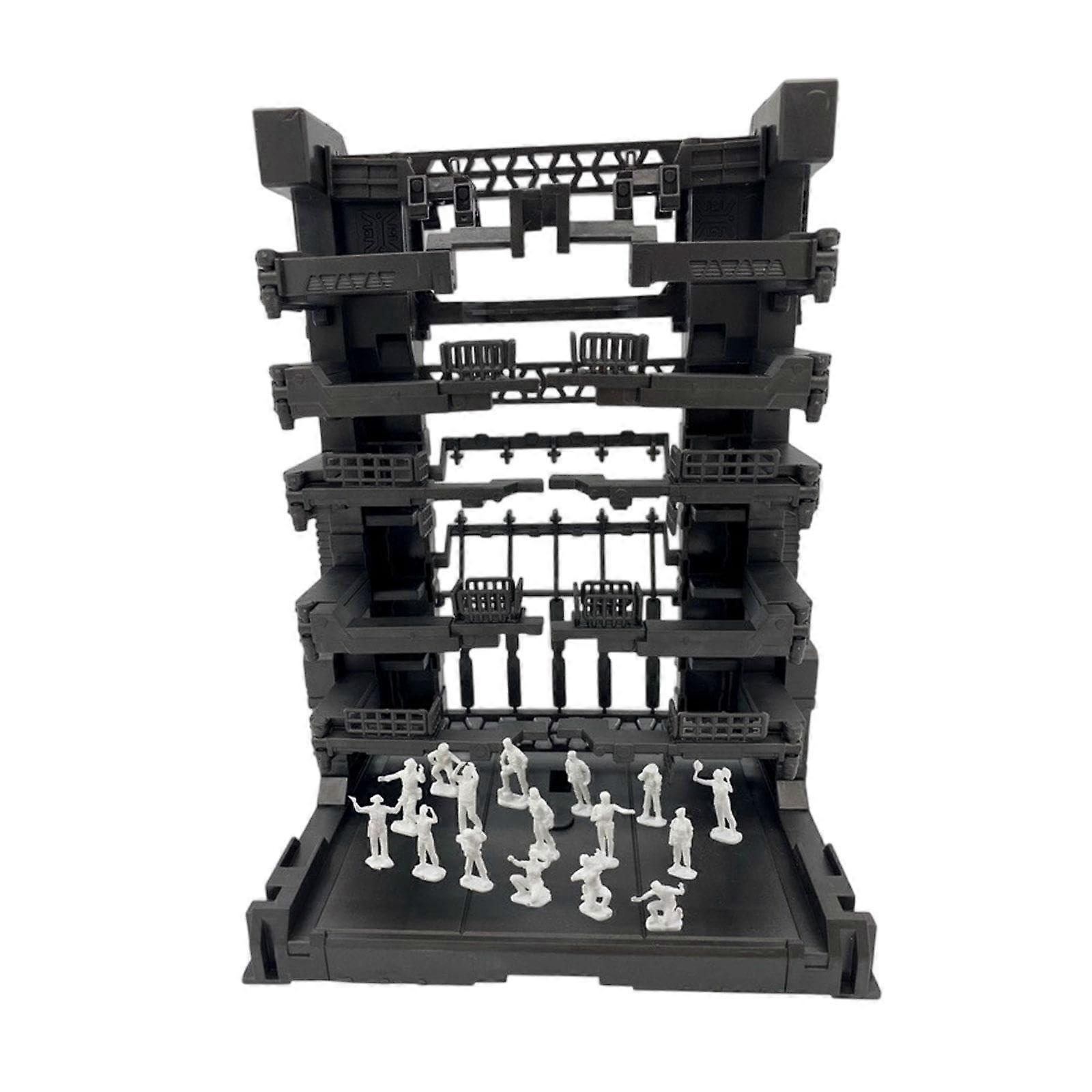 Action Figure Display Stand with Interlocking Modular Base for Model Kits, Black, 16.5x11.5x21.5cm