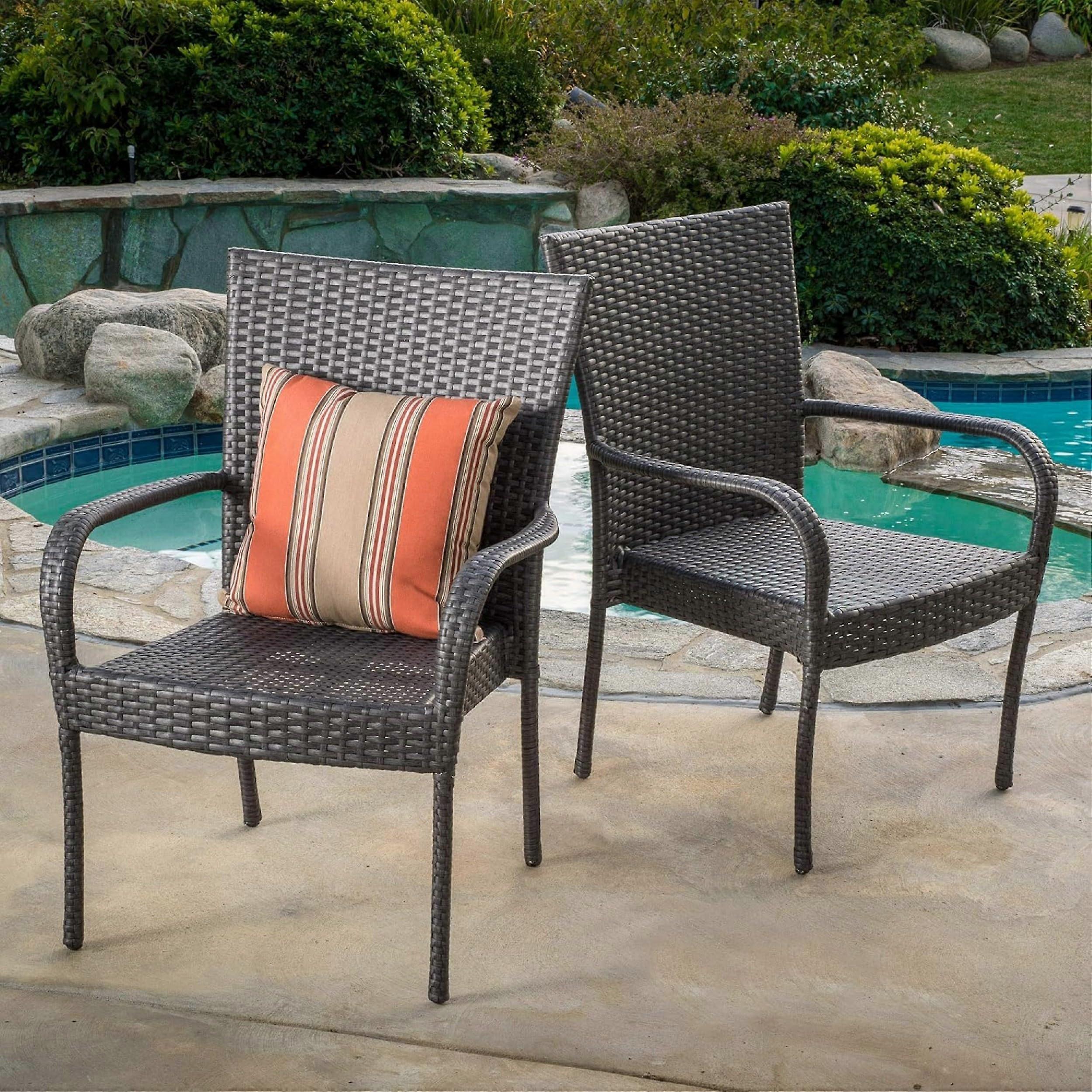 Outdoor Stacking Chairs PE Rattan Fully Assembled SpaceSaving Patio Dining Backyard Seating