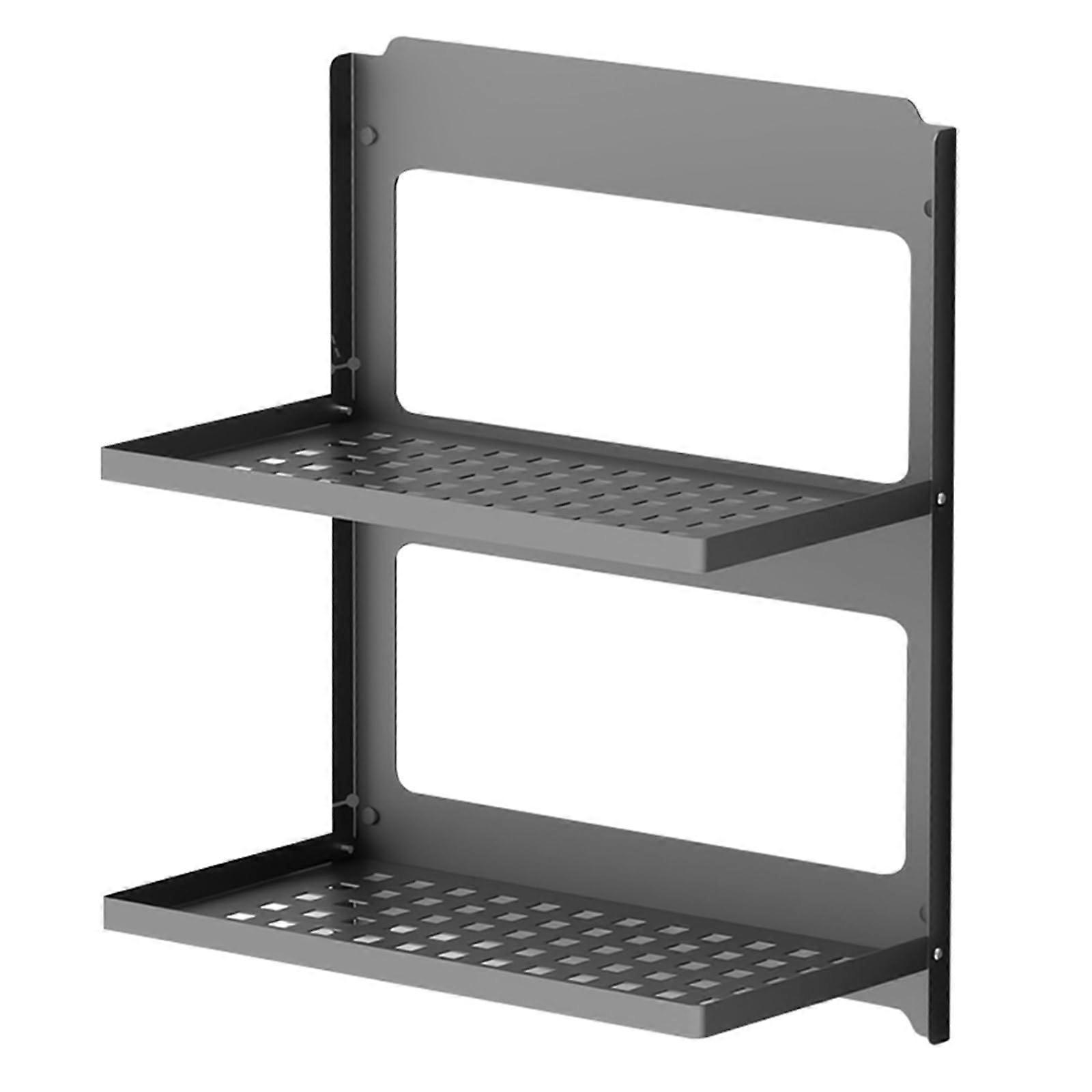 2Tier Foldable Wall Mounted Shelf SpaceSaving Metal Rack for Kitchen Bathroom Laundry