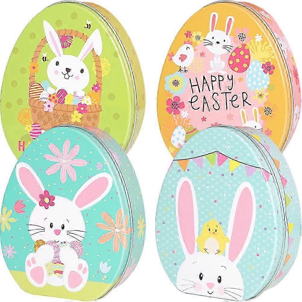 4pcs Easter Egg Candy Boxes with Rabbit Pattern for Biscuit Storage