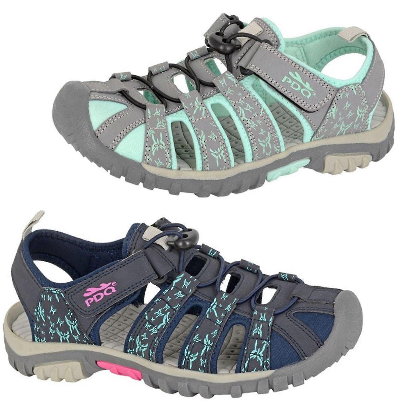 PDQ Womens Toggle & Touch Walking Sandals