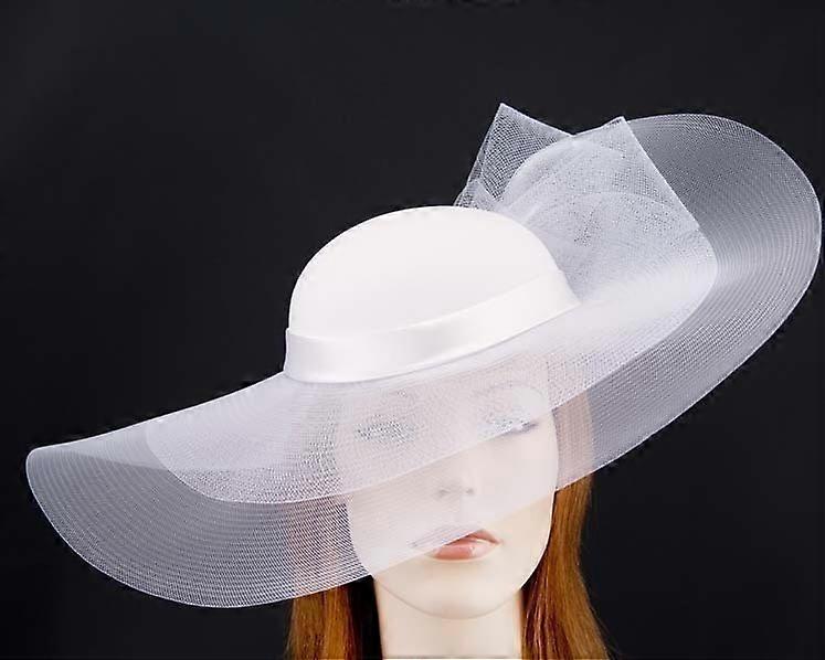 White large brim custom made ladies hat S152W