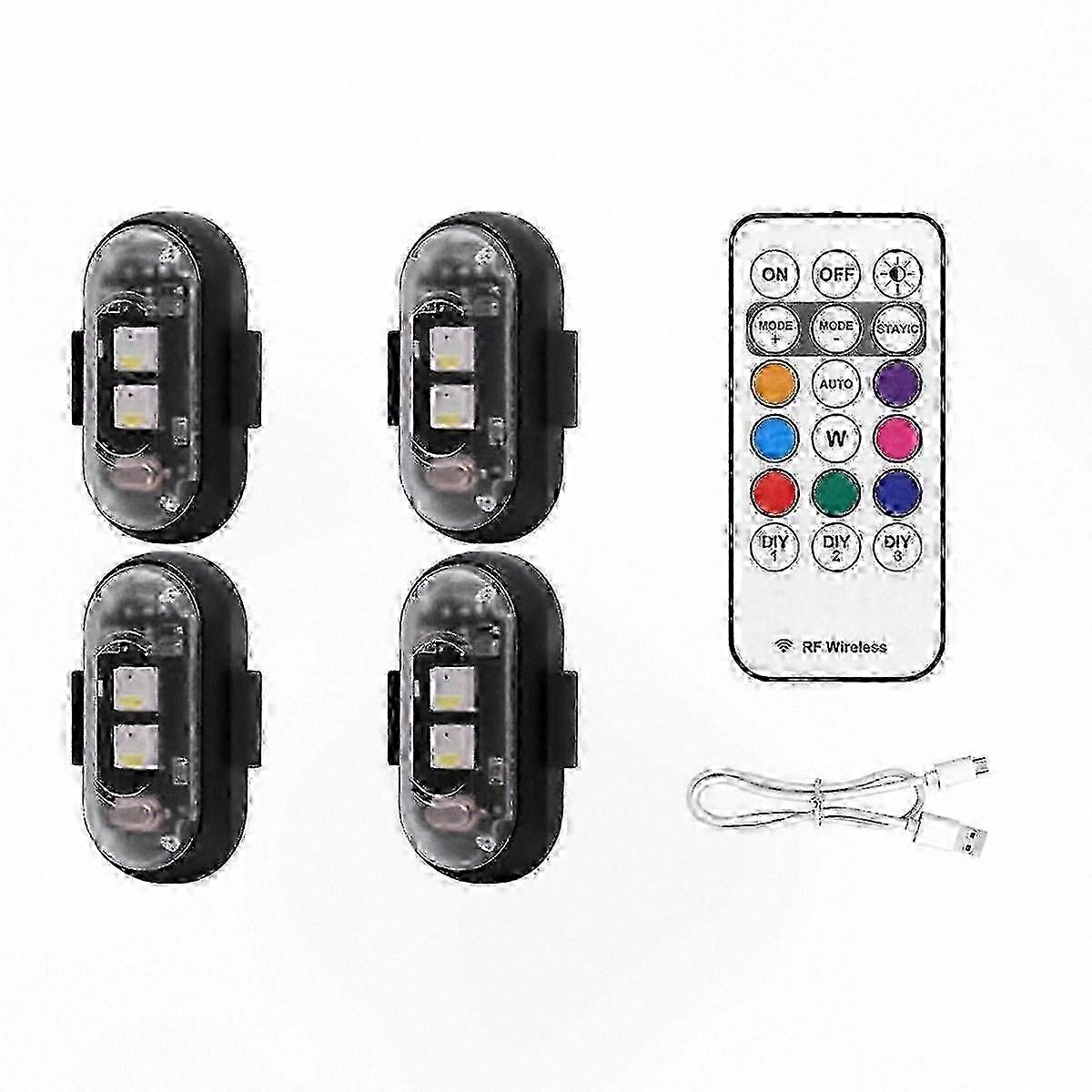 4-Pack Remote-Controlled LED Strobe Lights for Vehicles with Wireless Operation
