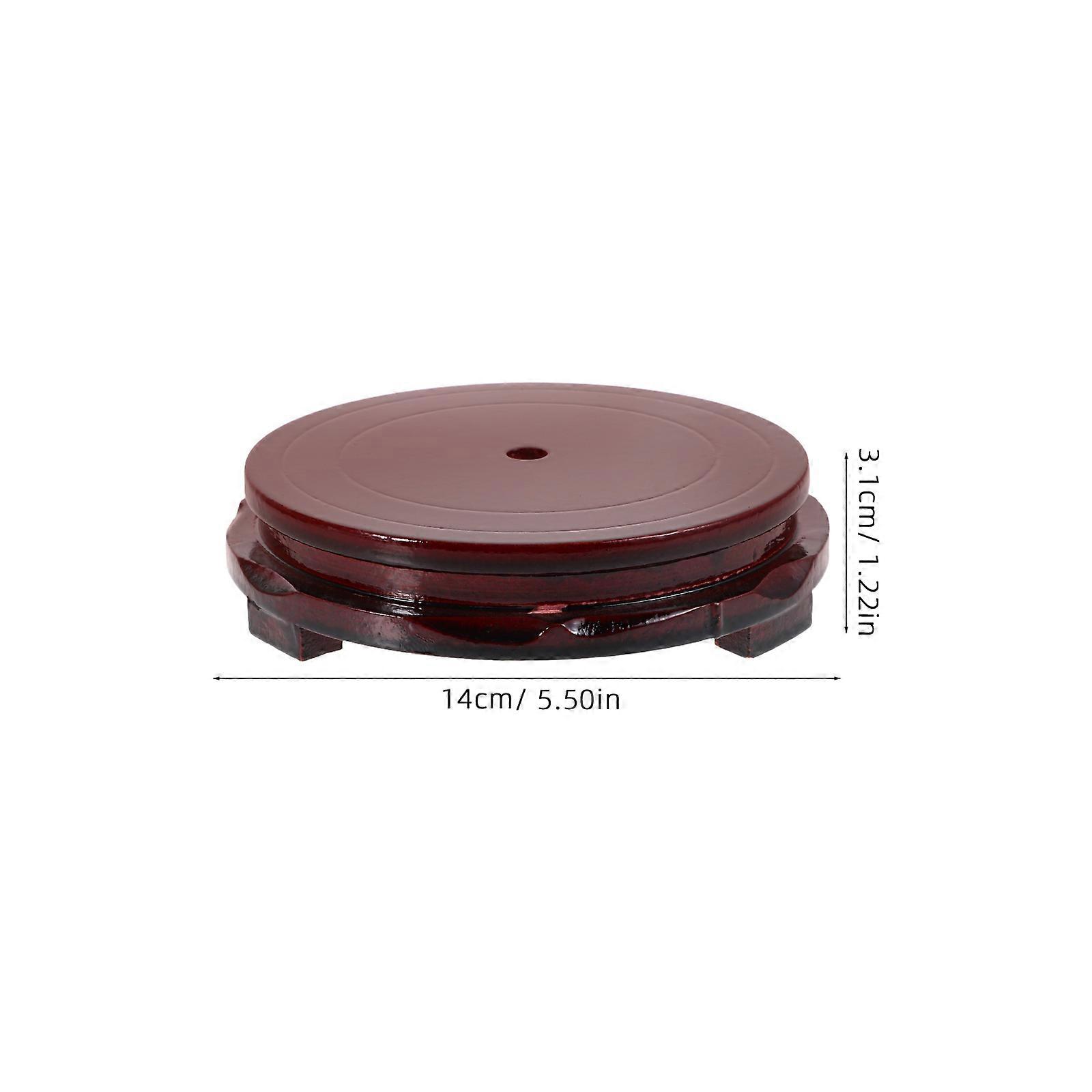 Dark Red Solid Wood Flowerpot Holder for Decor with 1 Round Base