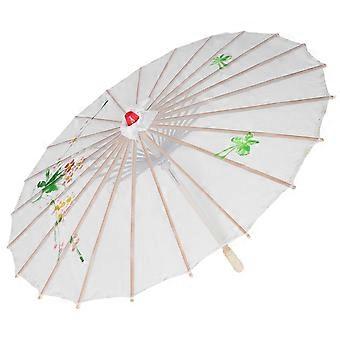 White Vintage Hand Umbrella for Chinese Dance Decoration 1 Piece Parasol