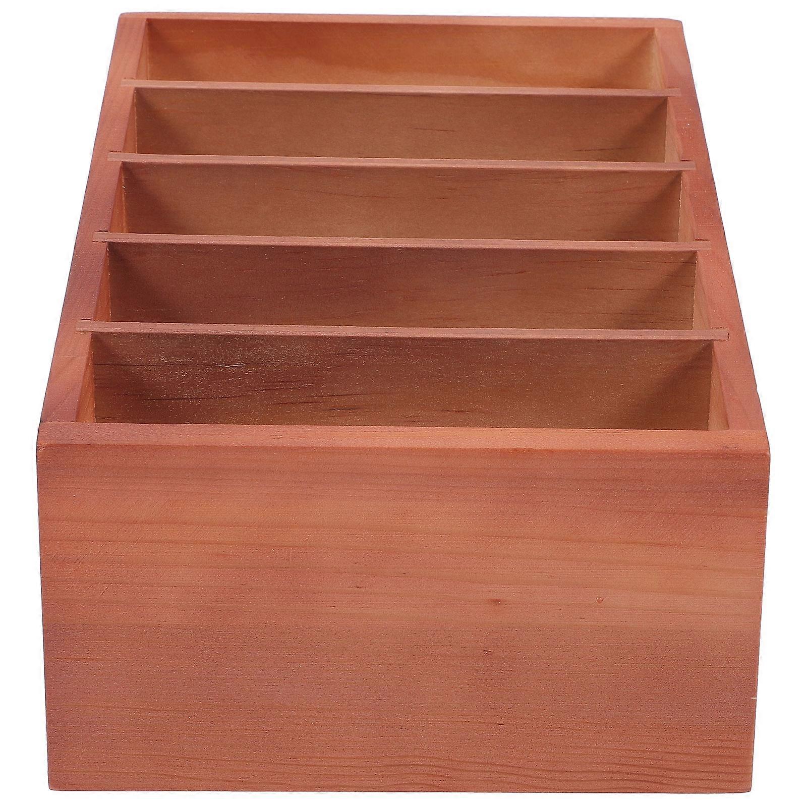 Light Brown Desktop Organizer for Storage with Multi-Grid Design