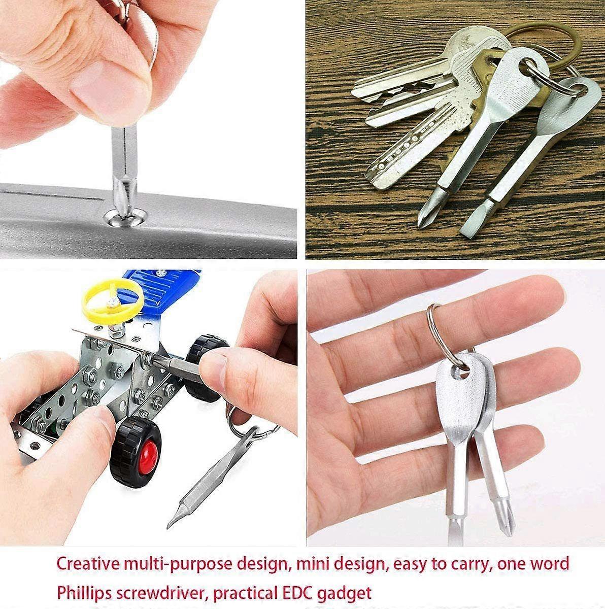 Versatile Screwdriver Keychain Tool - Phillips & Flat Head, Compact EDC Accessory for Quick Repairs & Outdoor Use