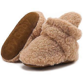 Newborn Baby Boy Girl Soft Fleece Booties Stay On Infant Slippers Socks Shoe Non Skid Gripper Toddler First Walkers Winter Ankle Crib Shoes