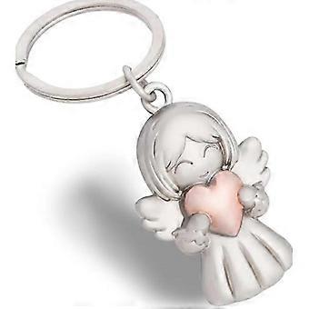 Llavero de ángel de la guarda con amuleto de la suerte, ángel con corazón para disputas o autos, ideal como regalo para mujeres, novias y colegas. Rosa