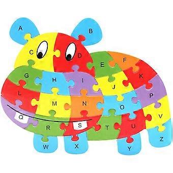 Colorful Wooden Jigsaw Puzzle Lianshi Alphabet Jigsaw Puzzle 26 English Letters Spell Children's Toys Rhinoceros Puzlle