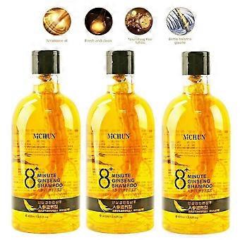 3PCS 8+ Minute Ginseng Champú Extracto Raíz Nutritivo Anti-Caída Cabello Nutrir el Cabello