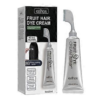 Crème colorante capillaire aux fruits avec peigne - Prête à l'emploi, sans mélange, à base d'extraits de plantes naturels pour couvrir les cheveux gris