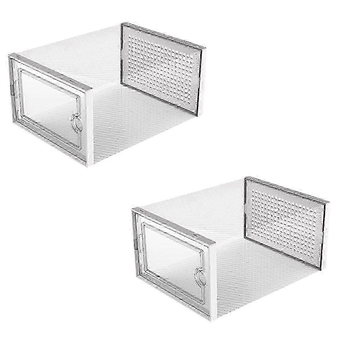 Shoe Storage Box, Transparent Shoe Storage Boxes Stackable, White