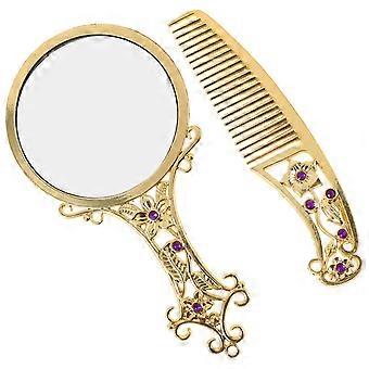1 Set Draagbare Make-up Spiegel Mini Ijdelheid Spiegel met Kam Elegante Spiegel