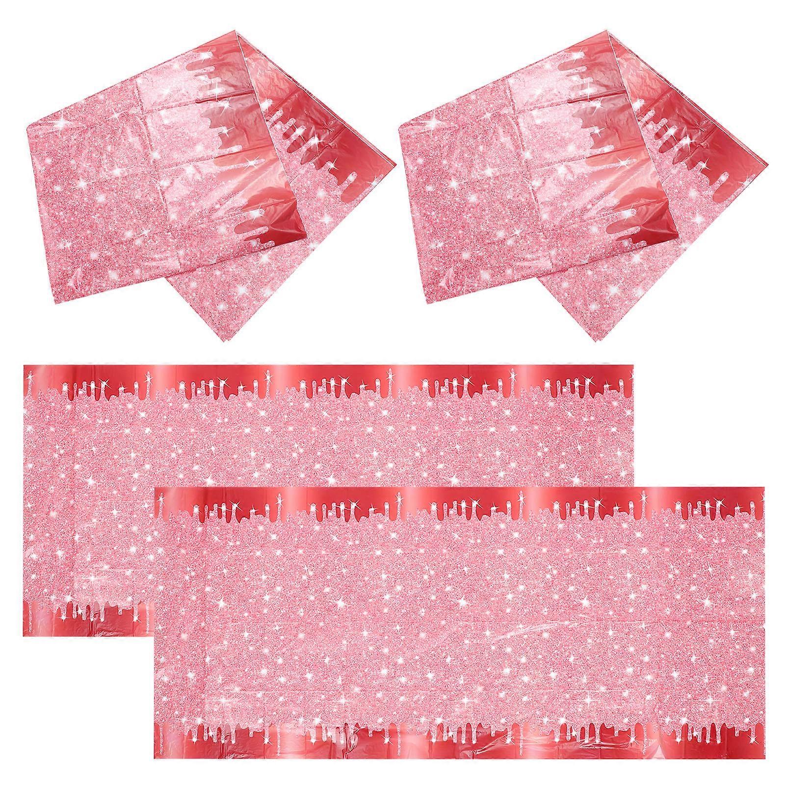 4pcs Shining Color Tablecloth Rectangular Tablecloth Party Dining Table Cloth Decor
