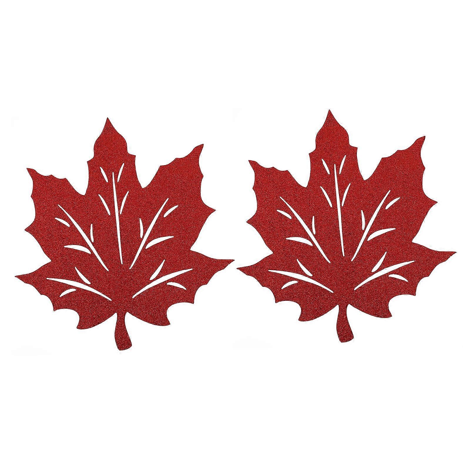 2 Pcs Fall Decor Maple Leaf Placemats Table Cup Decorations Tabletop Coasters Decorative Table Mats