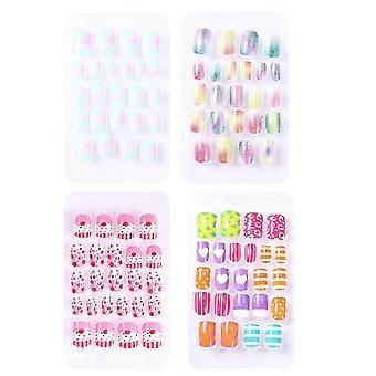 4 caixas de moda nail art criativo prego falso manicure decoração crianças unhas decoração estilo misto