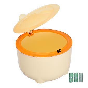 Yellow Sealed Cat Litter Trash Can for Storage Use 1Set with Lid Included