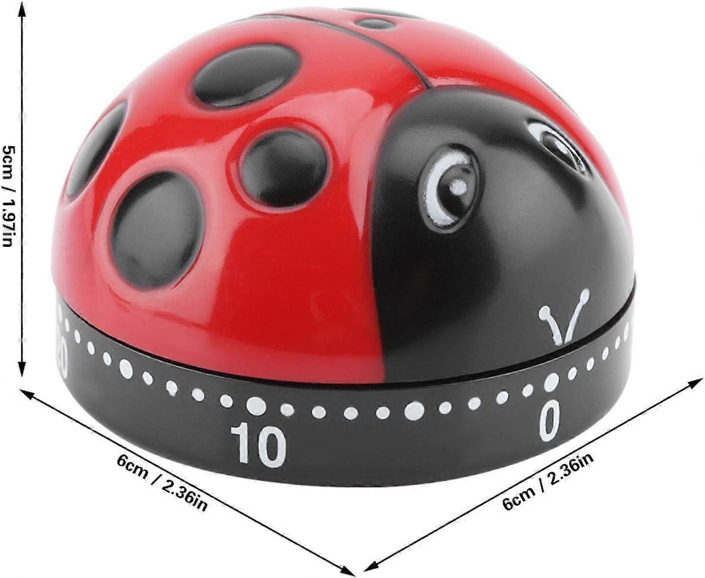 Funny Kitchen Timer, Ladybug Shape Timer, 60 Minute Ladybug Design Kitchen Timer, Mechanical Timer, 6 * 6 * 5cm
