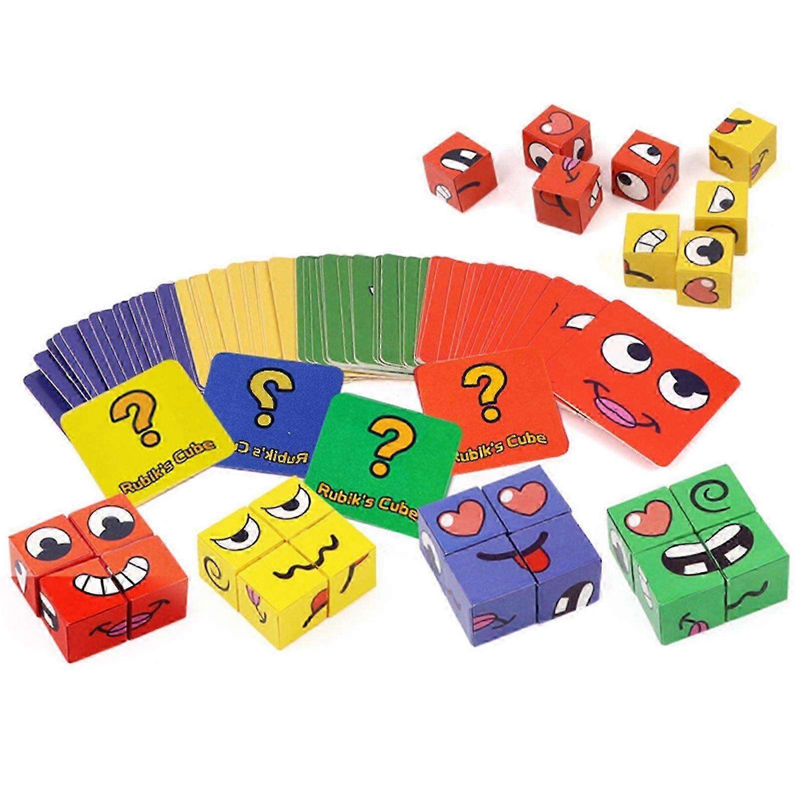 Interactive Face Changing Magic Cube with Matching Puzzle Blocks