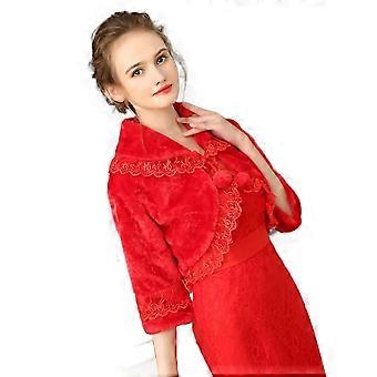 Red Bridal Winter Classic Faux Fur Capelets Shawls Soft Wedding Shoulder Cape Wraps Tippet Stoles
