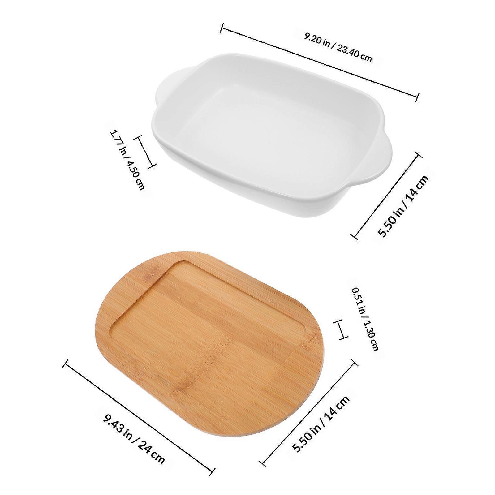 Ceramic Baking Dish with Double Handles for Storage White