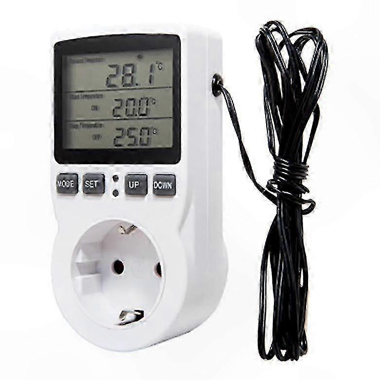 Smart Thermostat with Timer and Sensor Probe for Heating Cooling EU Plug Digital Outlet Control Solution