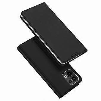 Leather Stand Cover with Card Holder for Oppo Reno13 5G Global - Black Pro Series Protective Case