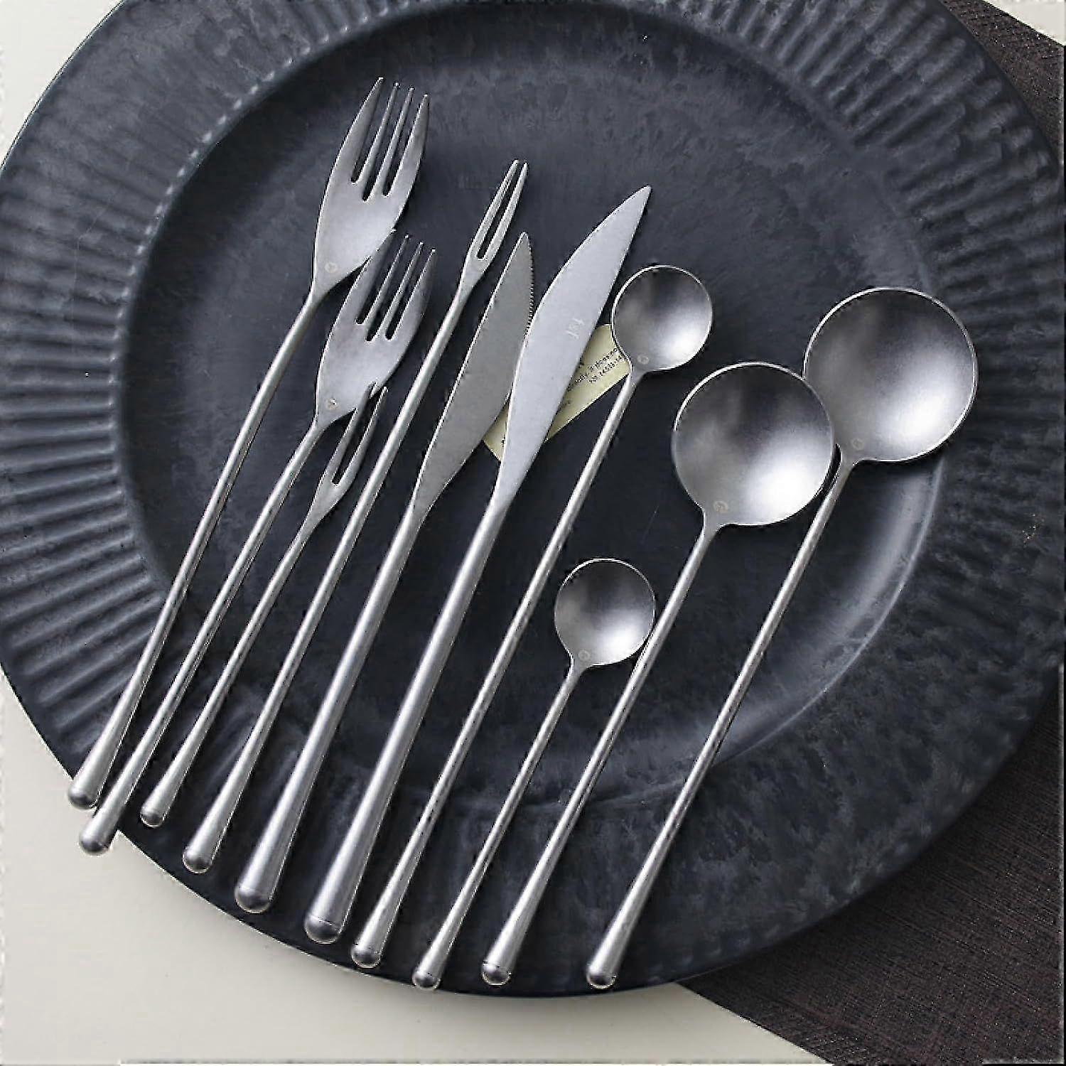 Slender Matte Distressed Western Cutlery Set