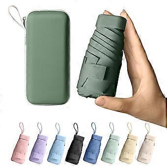 Compact Travel Umbrella UPF50+ UV Protection, Lightweight Windproof Folding Parasol for Women Dark Green