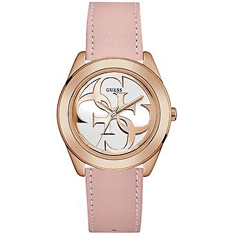 Guess g Twist Quartz Analog Woman Watch with Cowhide Bracelet W0895L6