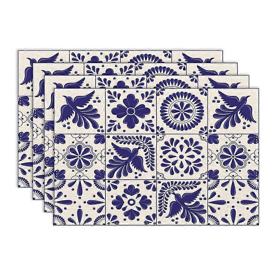 Ceramic Tile Pattern Placemat, Washable, Home Dining Table Mat