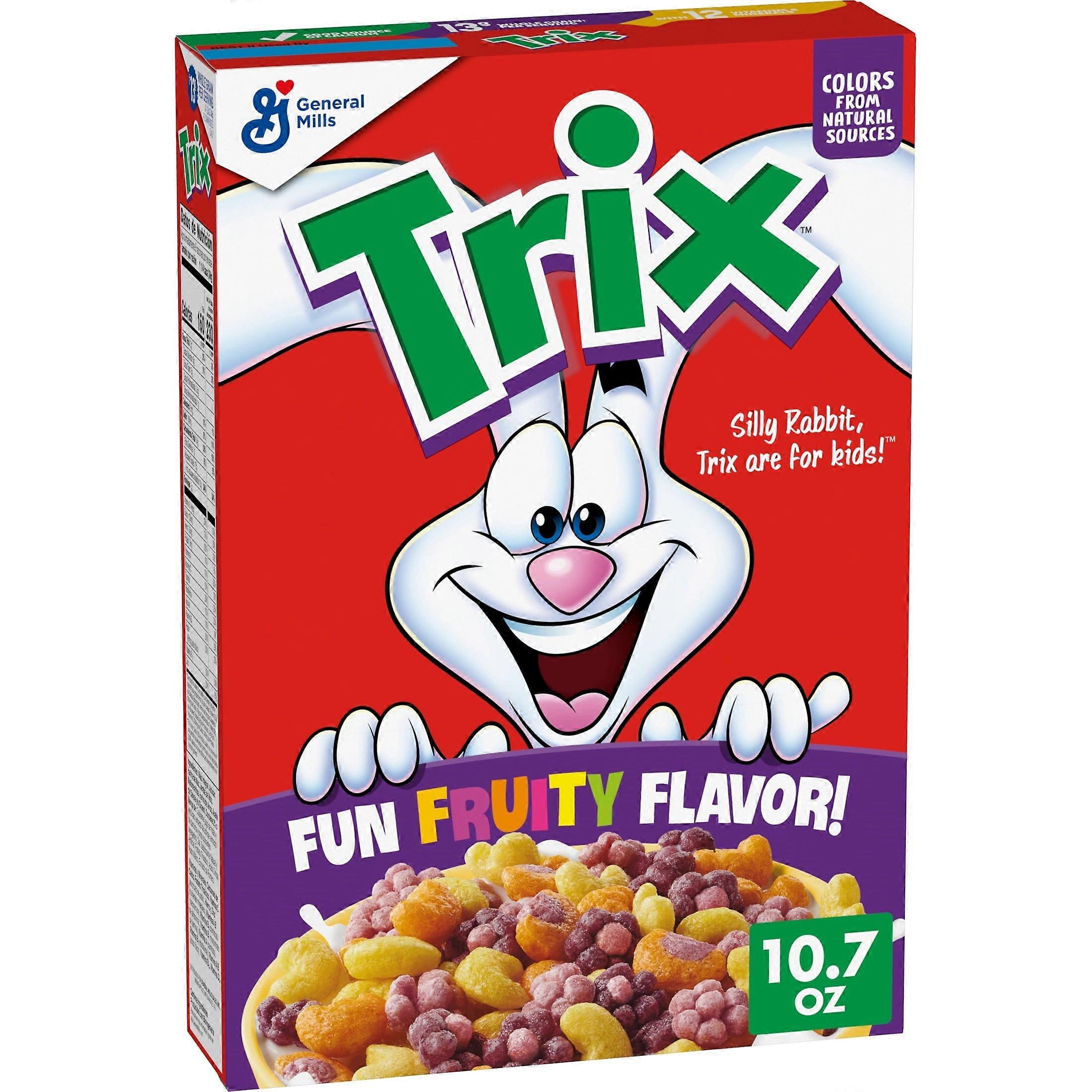 Trix Fruity Breakfast Cereal 6 Fruity Shapes Whole Grain Corn Puffs 10.7 oz